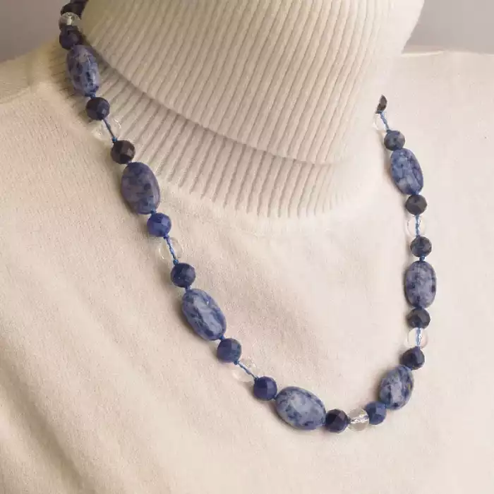 🏷️️ Намисто Содаліт, Лазурит, Гірський кришталь 50 см. ss_94522