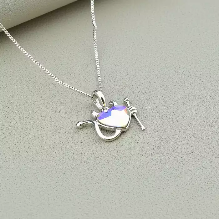 🏷️️ Підвіска серце Xuping Swarovski 40 см (родій) ss_87331