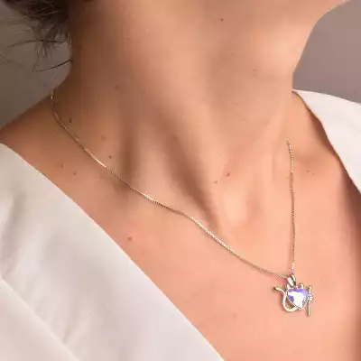 🏷️️ Підвіска серце Xuping Swarovski 40 см (родій) F-87331