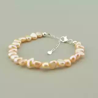 Браслет з карабіном Перли 16 см. (срібло 925 проба)