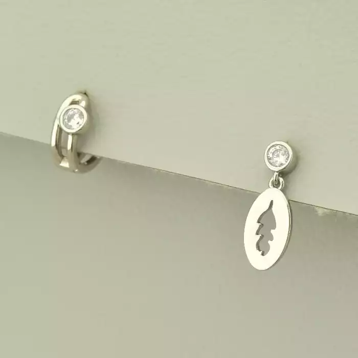 🏷️️ Сережки асиметричні пусети Xuping Фіаніт (родій) ss_103254