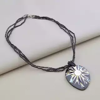 Підвіска Перламутр, Галіотіс, Бісер 46 см.