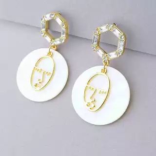 Сережки пусети FJ Перламутр, Сrystal