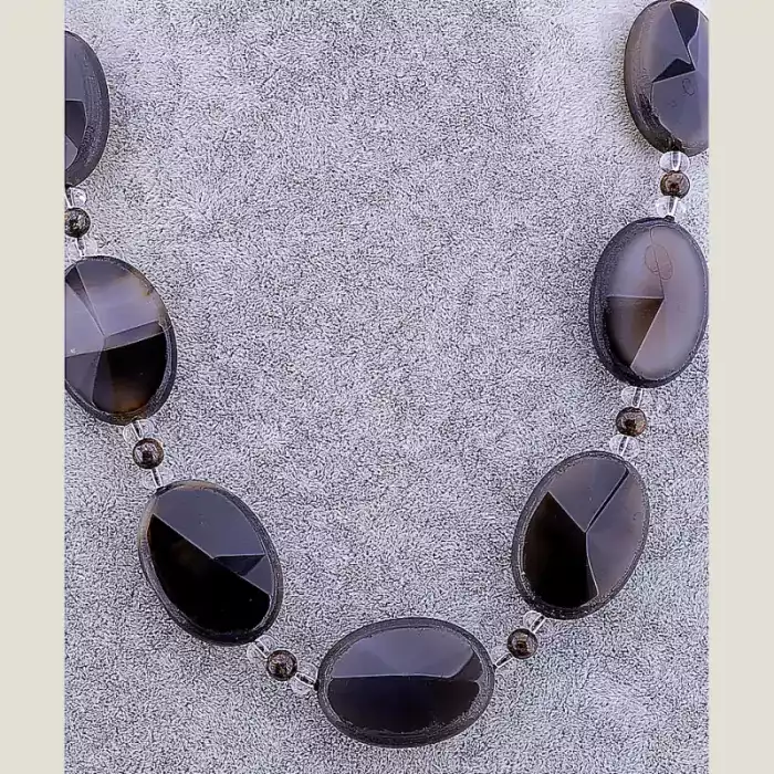 🏷️️ Намисто Агат, Гірський кришталь 60 см ss_69128