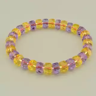 Браслет резинка з аметистом та цитрином (17 см)