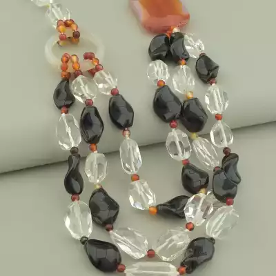 🏷️️ Намисто Агат, Гірський кришталь, Сердолік 62 см. F-97346