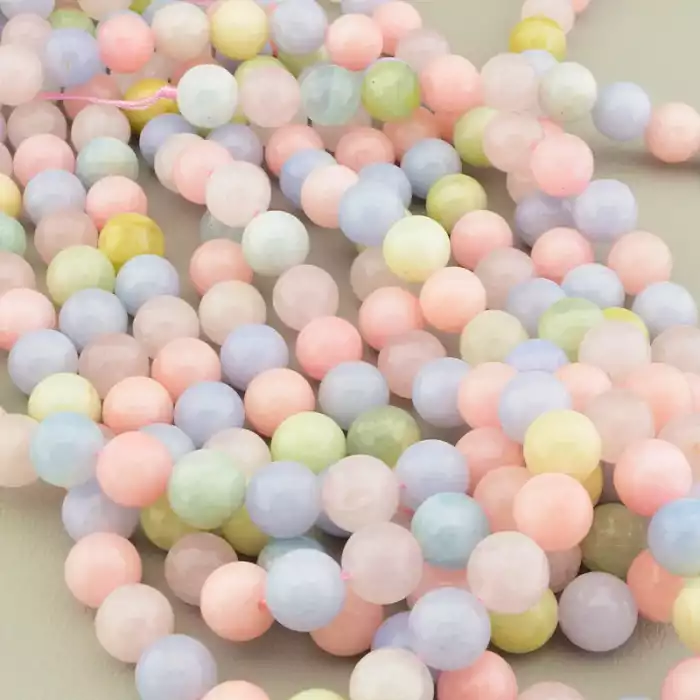 🏷️️ Нитка морганіт (39 см, без замку, 10,5 мм, кулька, різнокольоровий) ss_105324