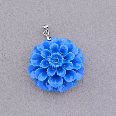 Кулон синя квітка полімерна глина
