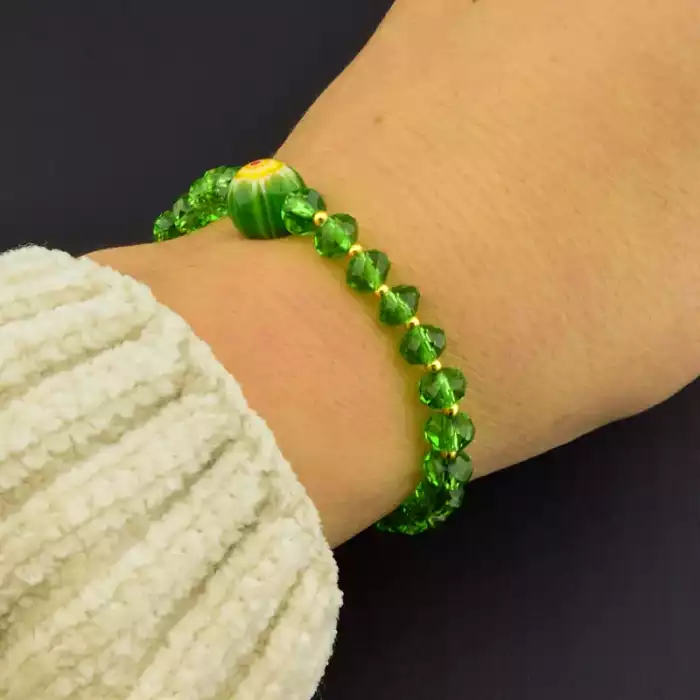 🏷️️ Браслет на резинці Чеський кришталь, Лемпворк (скло) 16 см F-105632