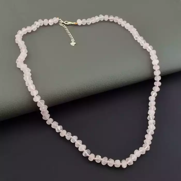 🏷️️ Намисто Рожевий кварц 50 см срібло (925) F-105832