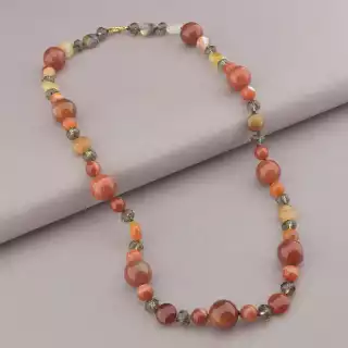 Намисто Сердолік, Чеський кришталь 56 см.