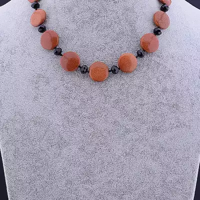 🏷️️ Намисто Золотий Пісок, Чеський кришталь 46 см F-81466