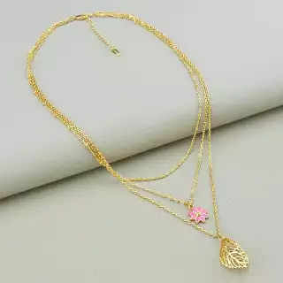 Підвіска квітка та листок Xuping емаль 41 см (позолота 18к)