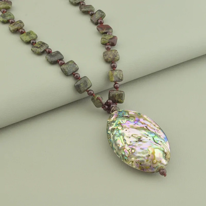 🏷️️ Намисто Галіотіс, Яшма, Гранат 50 см ss_52606