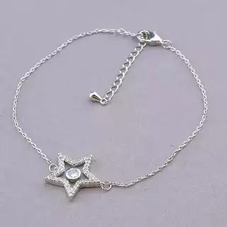 Браслет з карабіном Xuping Фіаніт 16 см (родій)