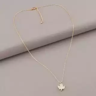 Підвіска кленовий лист Saiya Фіаніт 41 см (позолота 18к рожева)