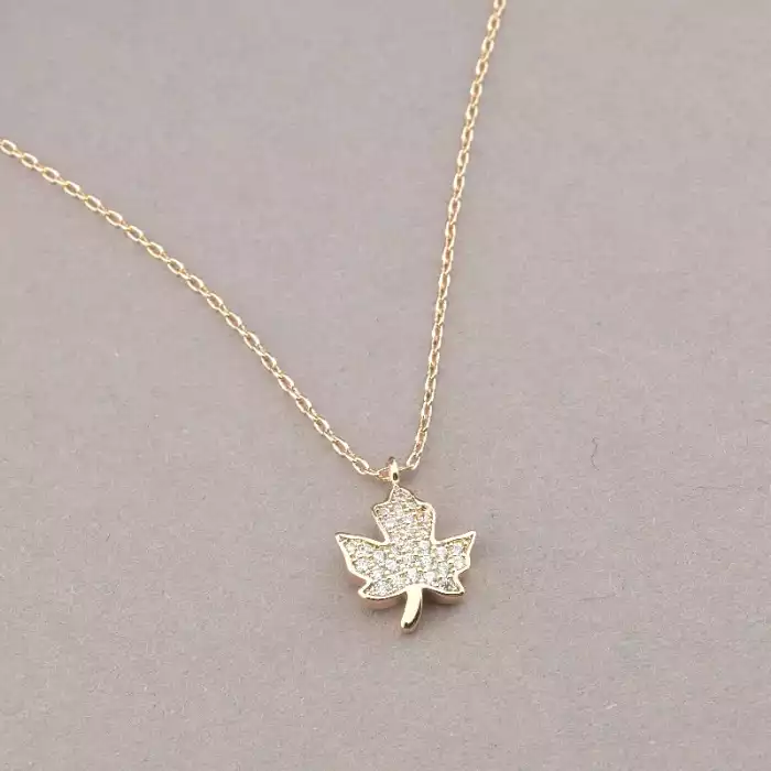 🏷️️ Підвіска кленовий лист Saiya Фіаніт 41 см (позолота 18к рожева) ss_92550