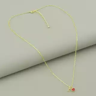 Підвіска I love серце Saiya емаль 40 см (позолота 18к лимонна)