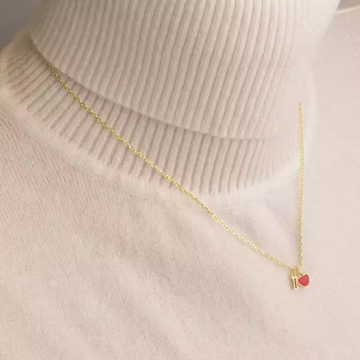 🏷️️ Підвіска I love серце Saiya емаль 40 см (позолота 18к лимонна) ss_93368