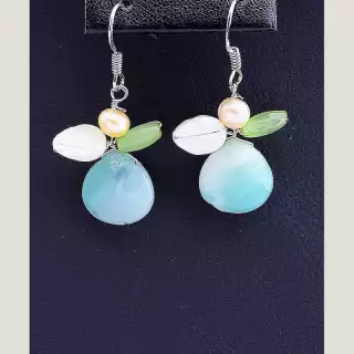 Сережки петельки Hand Made Нефрит