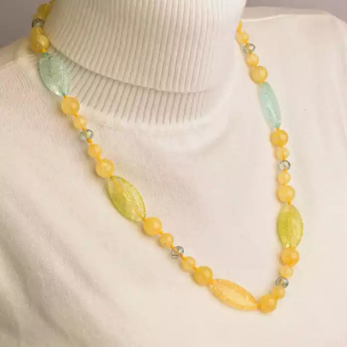 🏷️️ Намисто Цитрін, Кварц, Чеський кришталь 58 см. ss_95026