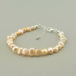 Браслет з карабіном Перли 17 см. (срібло 925 проба)