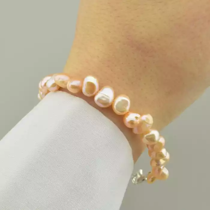 🏷️️ Браслет з карабіном Перли 17 см. (срібло 925 проба) ss_95126