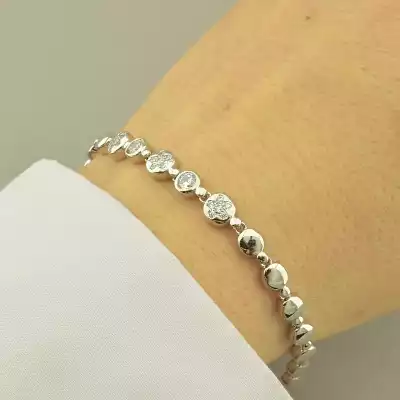 🏷️️ Браслет складний Xuping Фіаніт 17 см. (родій) F-102942