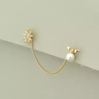 Сережки ланцюжки пусети Xuping Фіаніт (позолота 18к)