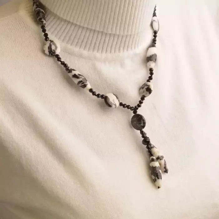 🏷️️ Намисто Яшма, Чеський кришталь 46 см. ss_97022