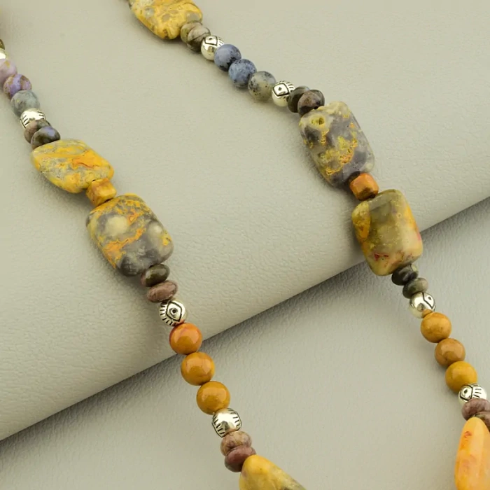 🏷️️ Намисто Яшма (44 см, карабін, кулька, коричневий, блакитний) ss_104915