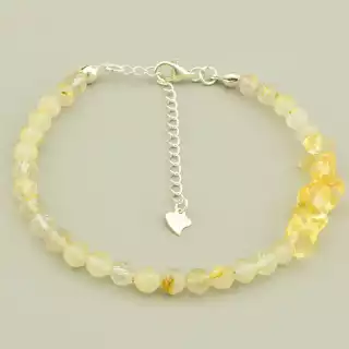 Браслет на карабіні Волосатик, Цитрін 19 см срібло (925)