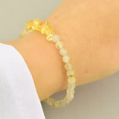 🏷️️ Браслет на карабіні Волосатик, Цитрін 19 см срібло (925) F-105733