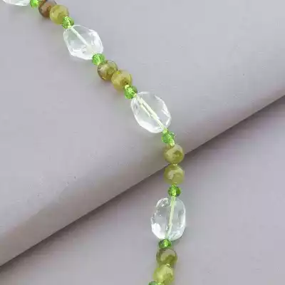 🏷️️ Намисто Гірський кришталь, Гранат, Чеський кришталь 53 см. (срібло 925 проба) F-91051