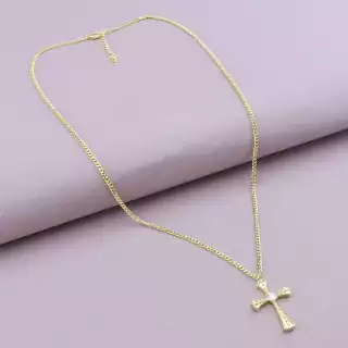 Підвіска хрест Xuping Фіаніт 51 см (позолота 18к лимонна)