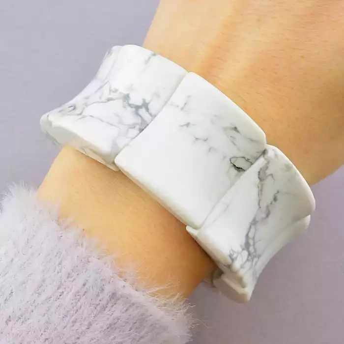 🏷️️ Браслет резинка Кахолонг 19 см. ss_92405