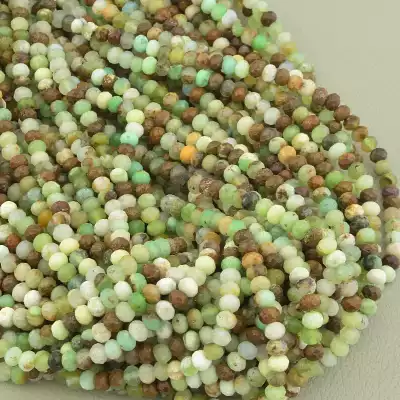 🏷️️ Намистини Хризопраз 39 см. на нитці (натуральне каміння, без застібки) F-99437