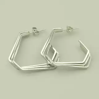 Сережки масивні пусети Stainless Steel (родій)
