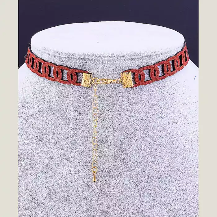 🏷️️ Чокер червоний з зірками FJ Замша 30 см (застібка карабін) ss_37368