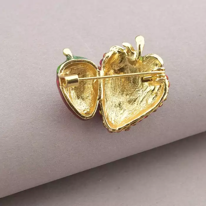 🏷️️ Брошка полуниця Сrystal 33x30 мм ss_77101