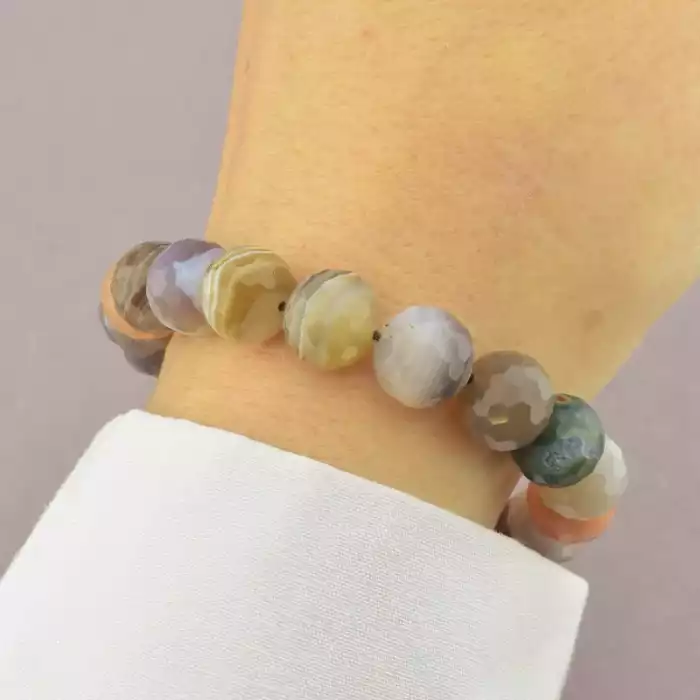 🏷️️ Браслет резинка Агат, Яшма 19,5 см. (срібло 925 проба) ss_94424