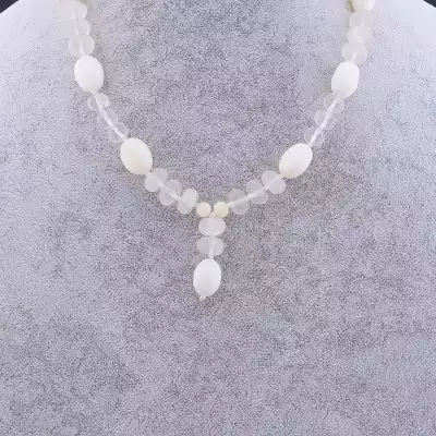 🏷️️ Намисто Кахолонг, Гірський кришталь 70 см F-54751