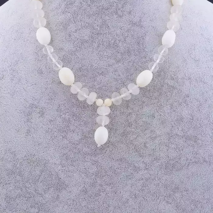 🏷️️ Намисто Кахолонг, Гірський кришталь 70 см ss_54751