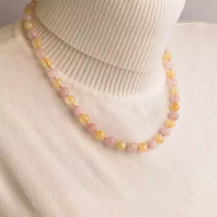 🏷️️ Намисто Рожевий кварц, Волосатик 45 см. ss_94524