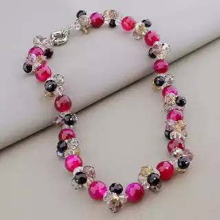 Намисто Агат, Чеський кришталь 50 см