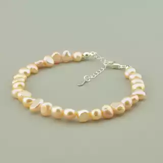 Браслет з карабіном Перли 18 см. (срібло 925 проба)