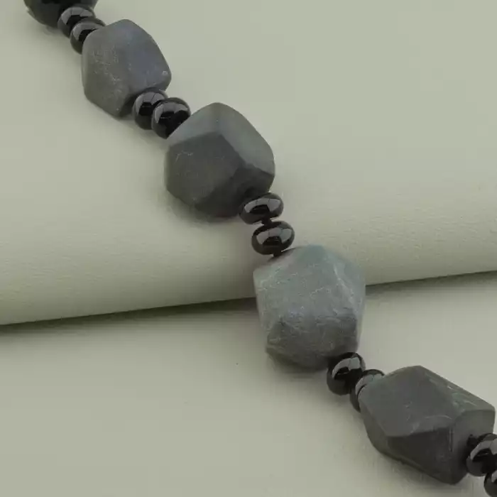 🏷️️ Намисто Шунгіт, Агат 52 см ss_67529