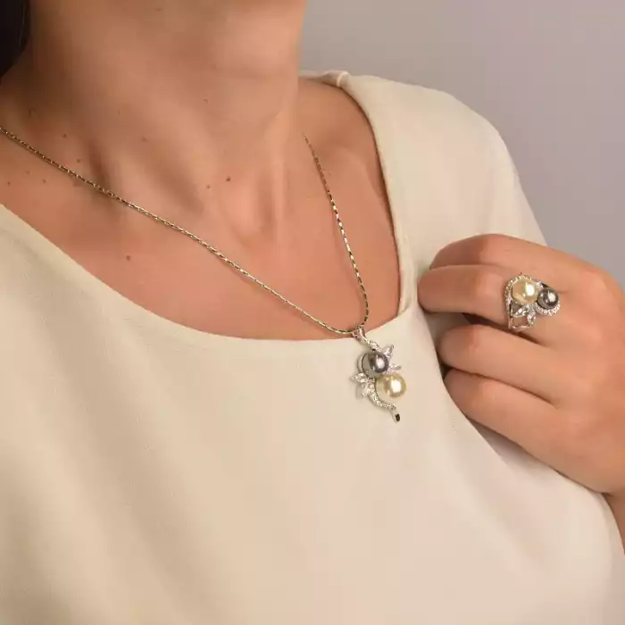 🏷️️ Набір Підвіска + Каблучка + Сережки Winniana Фіаніт 45 см. (родій) ss_88603