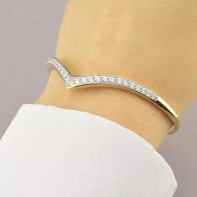 🏷️️ Браслет шарнірний Xuping Фіаніт 17 см (позолота/родій) F-68710