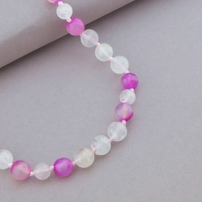 🏷️️ Намисто Рожевий кварц, Агат 46 см. ss_89504